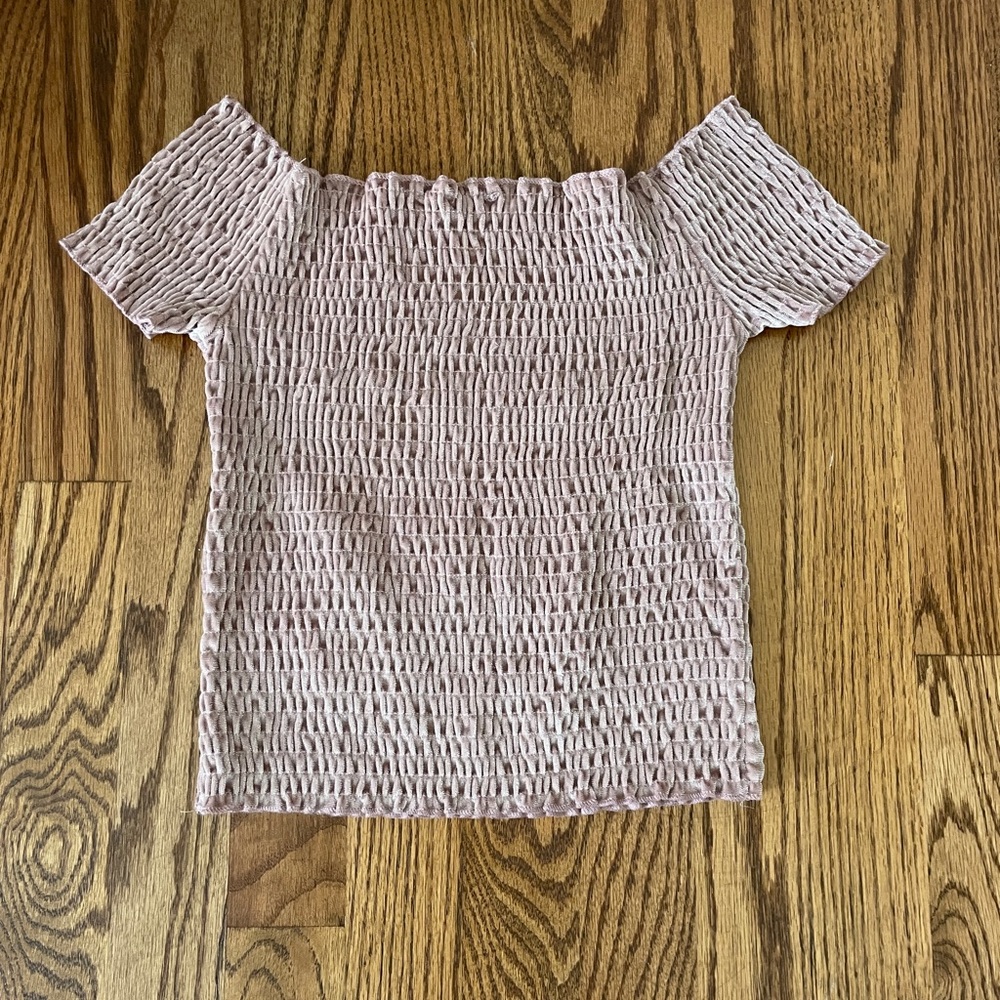 Urban Outfitters off-the-shoulder rose tight top